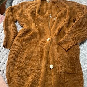 Cozy Brown Knit Cardigan Sweater